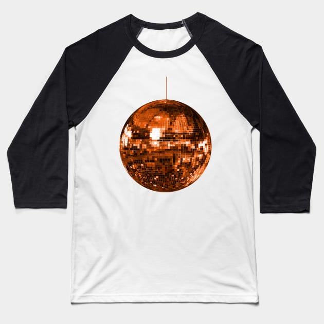 Dazzling Orange Disco Ball Baseball T-Shirt by Art by Deborah Camp